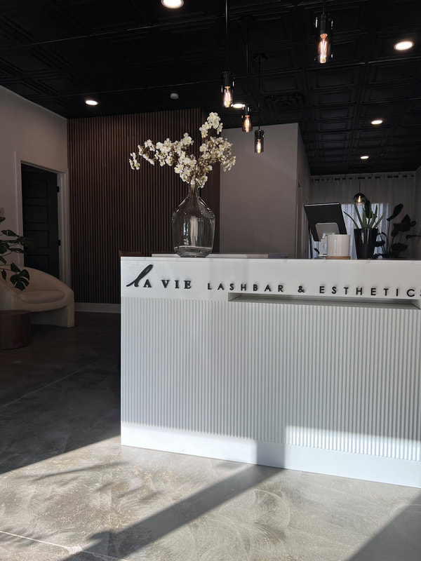 La Vie Esthetics Bar boutique reception area in Wexford PA featuring modern interior design